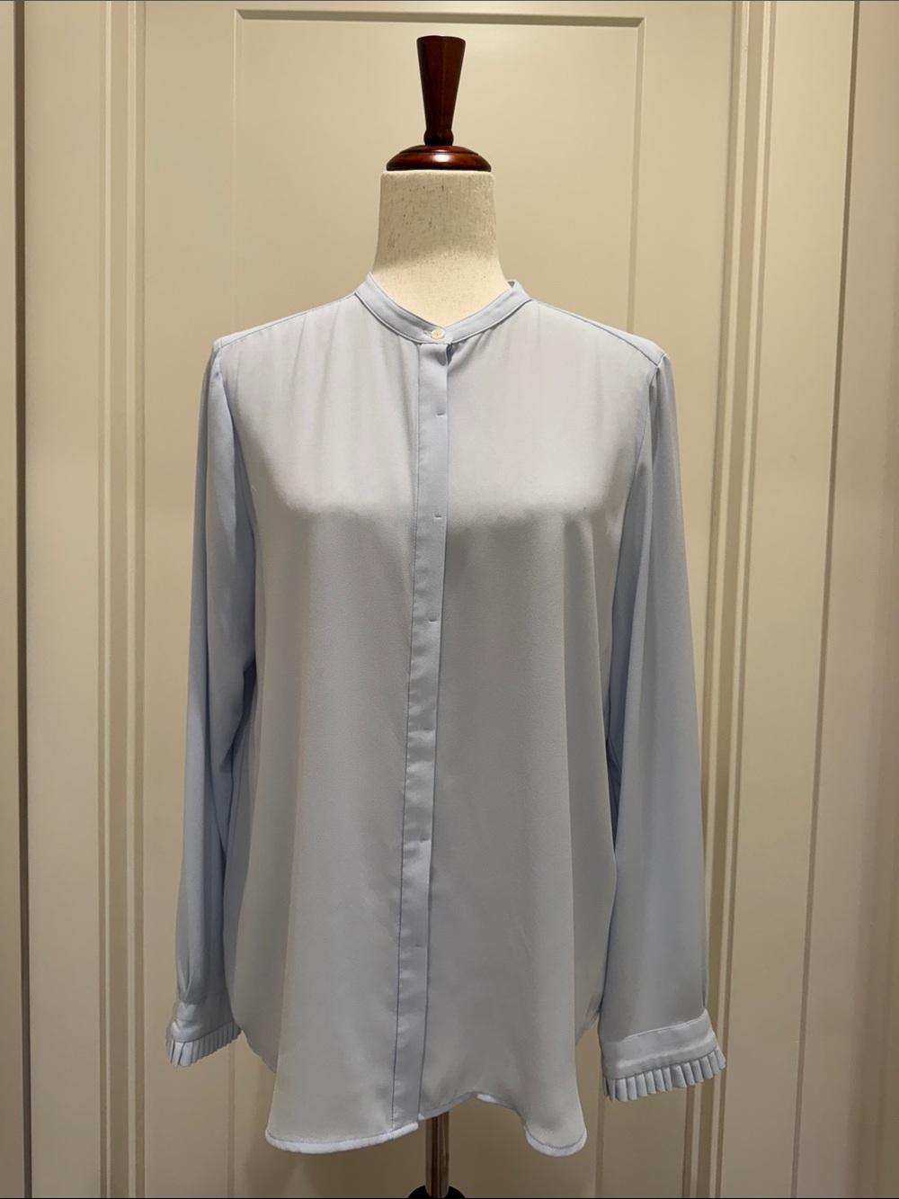 LOFT Light Blue Mandarin Collar Blouse